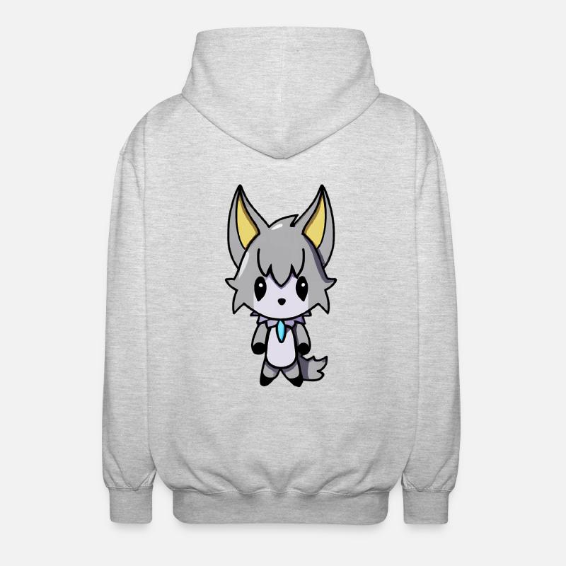 Kawaii Anime Vampire Wolf - Veste à capuche unisexe - gris clair chiné