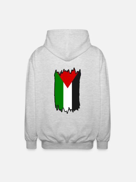 Free palestine - Unisex Hooded Jacket - light heather grey