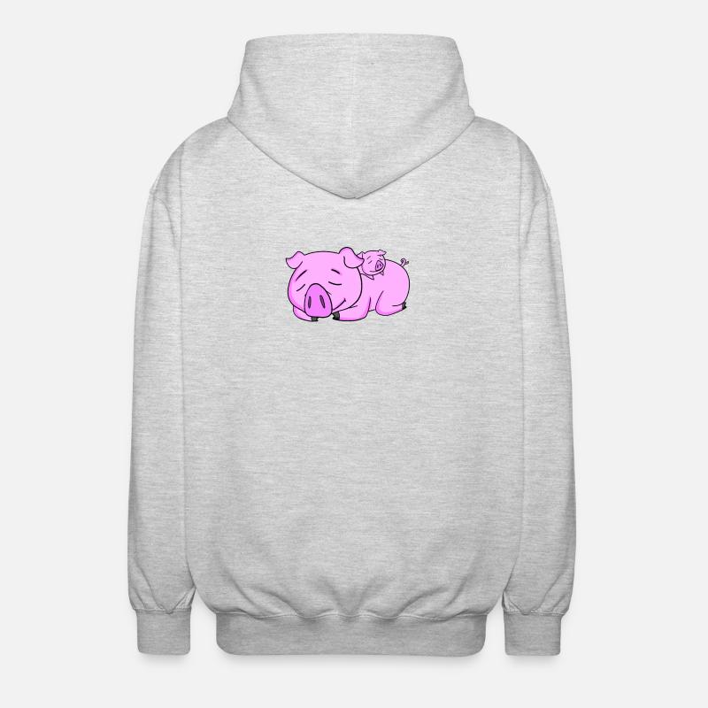 Cochon avec bébé cochon - Veste à capuche unisexe - gris clair chiné