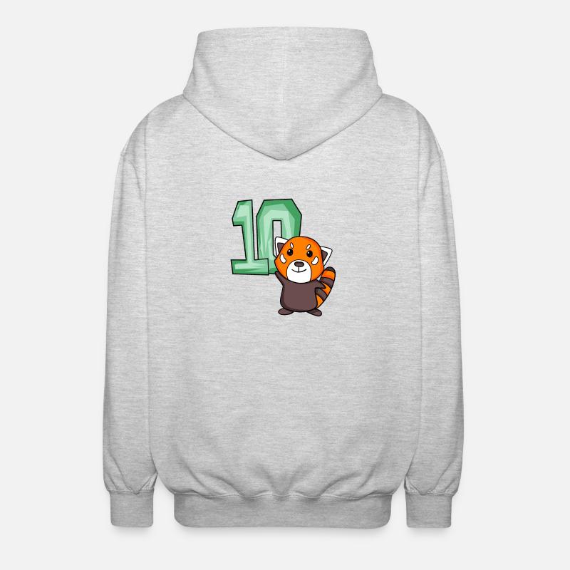 10th Birthday Motif Red Panda - dix ans - Veste à capuche unisexe - gris clair chiné