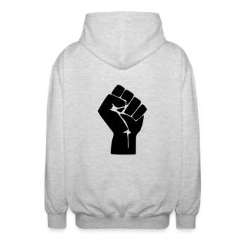Faust Protest Widerstand - Unisex Kapuzenjacke - Hellgrau meliert - Hinten - AI Model Male 185 light (185cm)