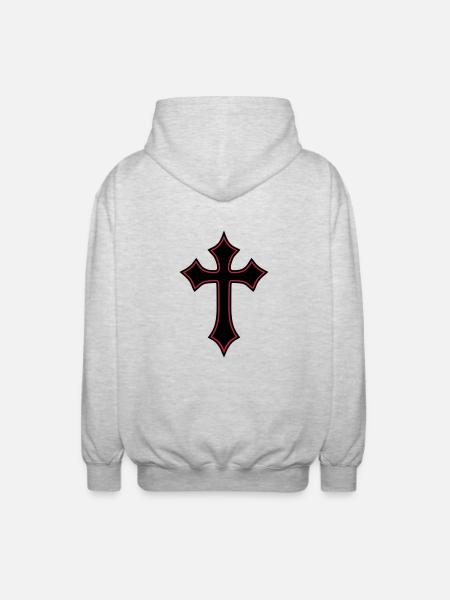 Gothic Cross__V004 - Unisex Hooded Jacket - light heather grey