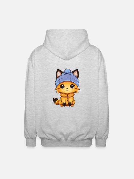 Fuchs Comic - Unisex Kapuzenjacke - Hellgrau meliert