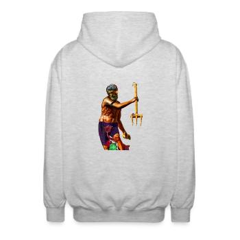 Neptune of Gdańsk - Unisex Hooded Jacket - light heather grey - Back - AI Model Male 185 light (185cm)
