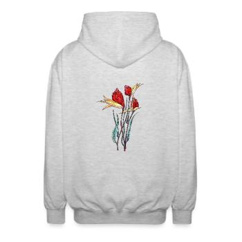 Blumen - Unisex Kapuzenjacke - Hellgrau meliert - Hinten - AI Model Male 185 light (185cm)