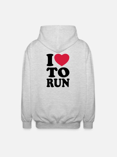 I love to run - Unisex Hooded Jacket - light heather grey