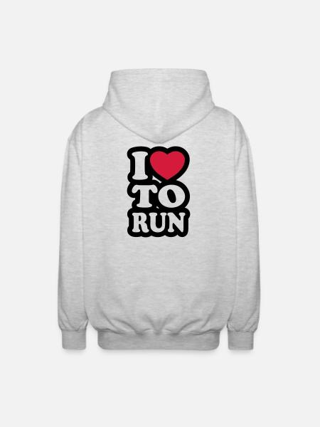 I love to run - Unisex Hooded Jacket - light heather grey