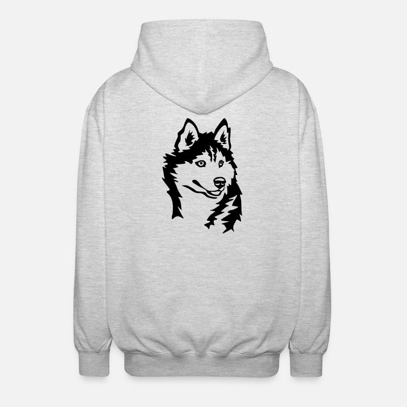 Husky head - Unisex Hooded Jacket - light heather grey