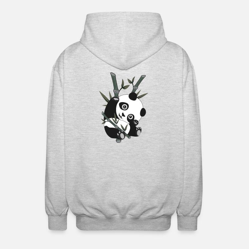 Panda - Bambus - Unisex Kapuzenjacke - Hellgrau meliert