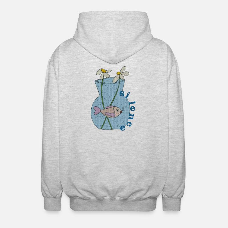 fisch im glas gewebe - Unisex Kapuzenjacke - Hellgrau meliert
