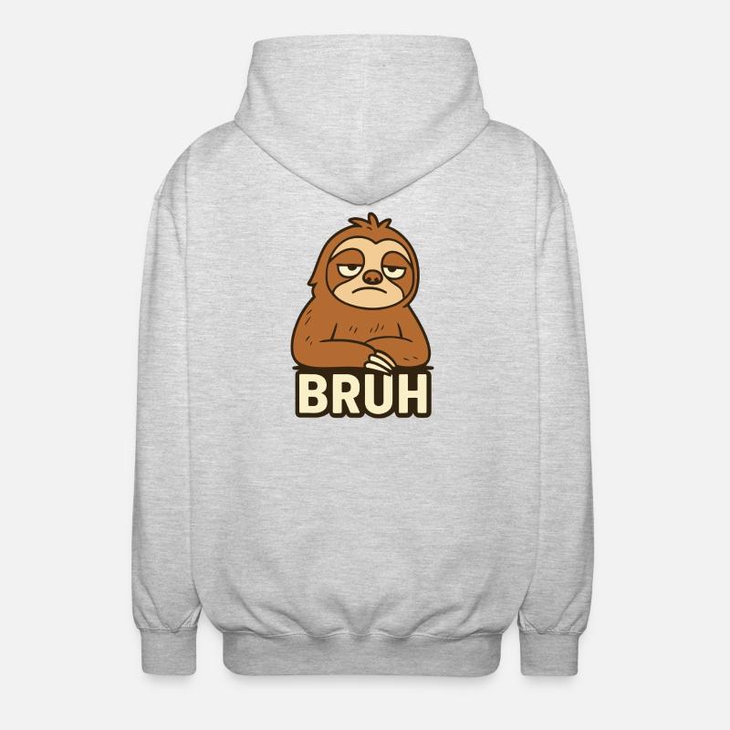 Conception de t-shirt décontracté Sloth Expression - Veste à capuche unisexe - gris clair chiné