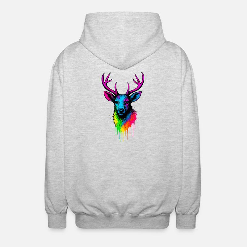 Éclaboussure de néon de cerf arc-en-ciel - Veste à capuche unisexe - gris clair chiné
