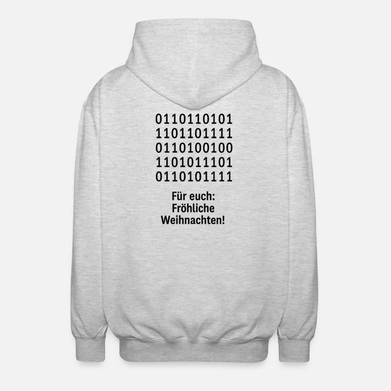 Christmas Code Binary Pattern - Unisex Hooded Jacket - light heather grey