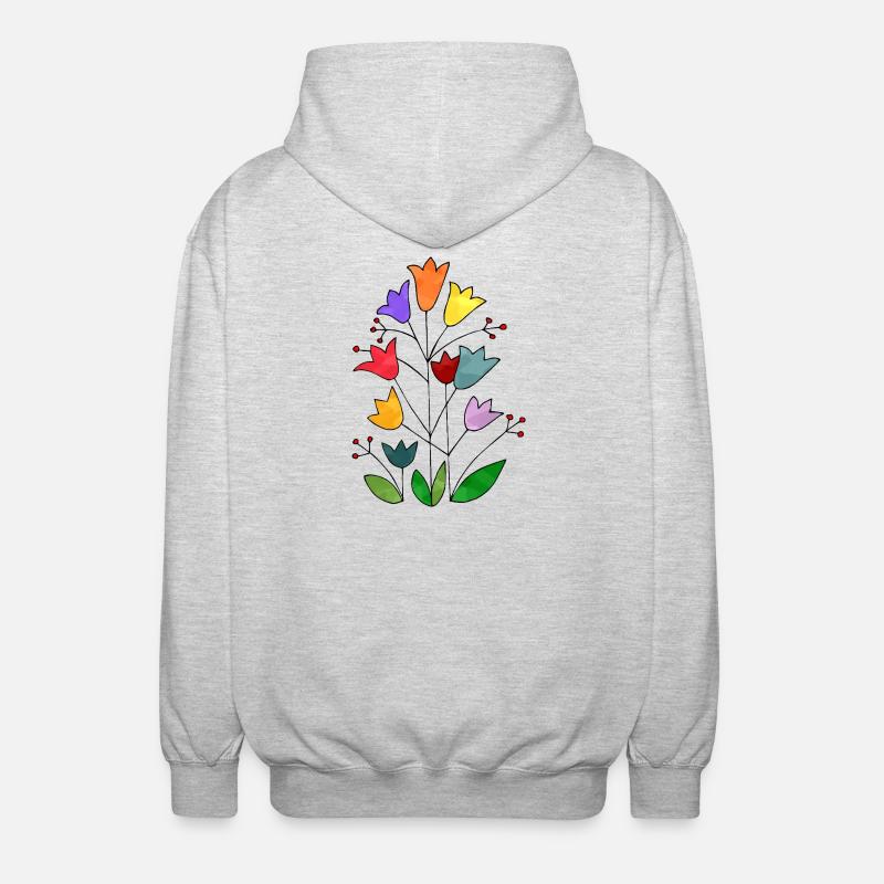 Blumen - Unisex Kapuzenjacke - Hellgrau meliert