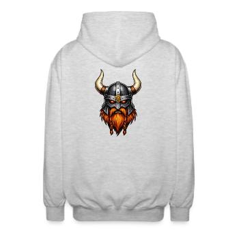 Wikinger Krieger Helm - Unisex Kapuzenjacke - Hellgrau meliert - Hinten - AI Model Male 185 light (185cm)