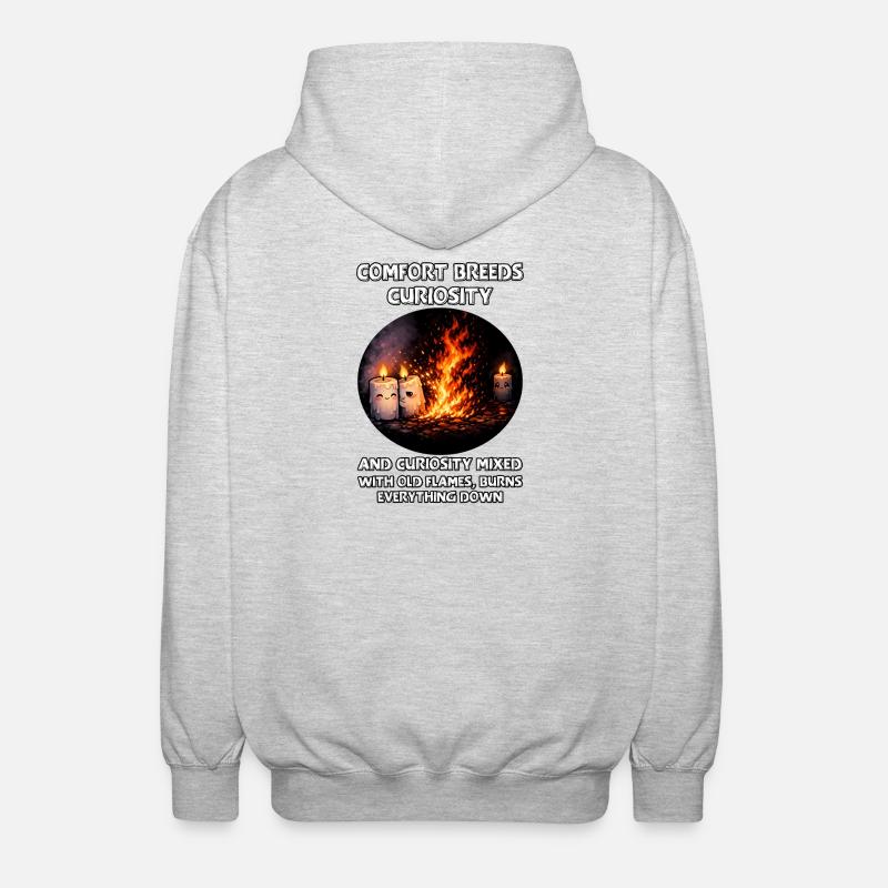Curiosity burns everything down - Unisex Hooded Jacket - light heather grey