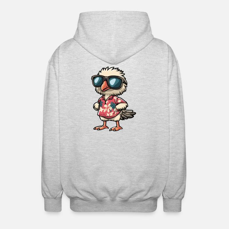 Strauß Comic Urlaub - Unisex Kapuzenjacke - Hellgrau meliert