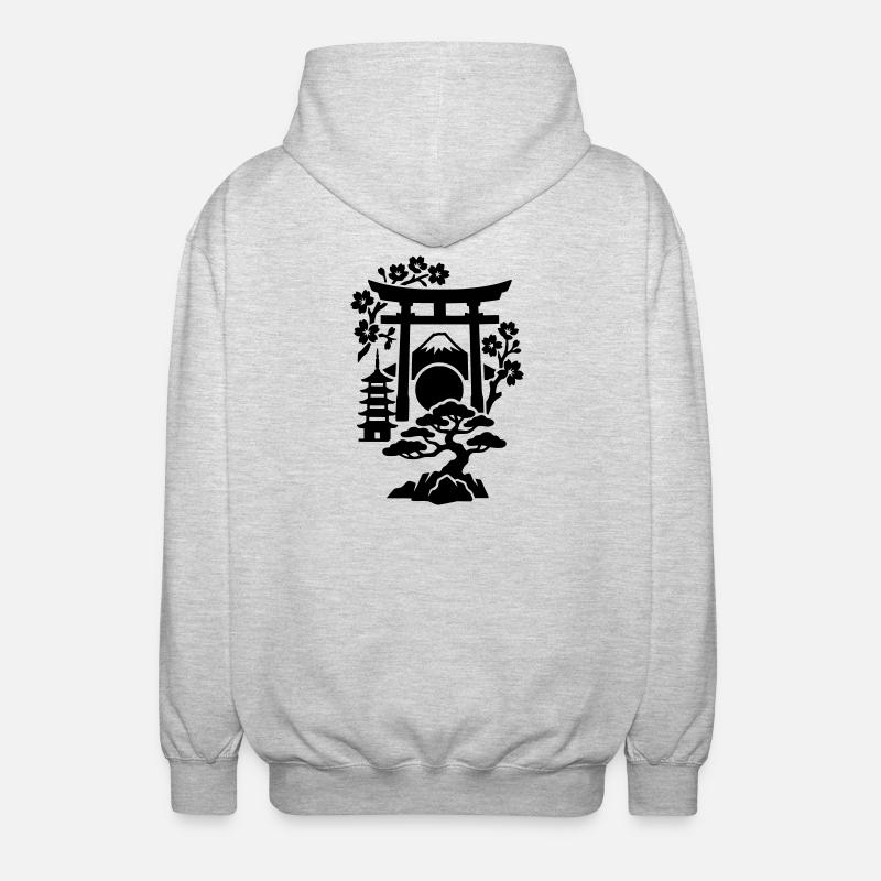 Silhouette du Japon - Veste à capuche unisexe - gris clair chiné
