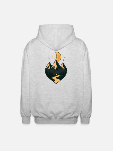 Under the moon and peaks - Unisex Hooded Jacket - light heather grey