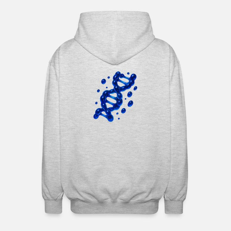 Molécule d’hélice d’ADN 3D Bleu - Veste à capuche unisexe - gris clair chiné