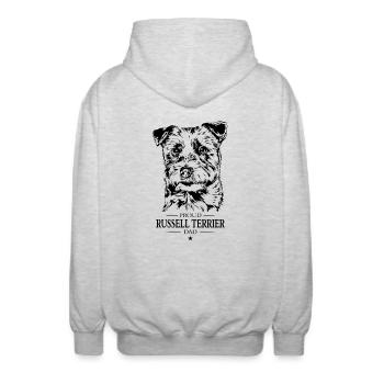 Russell Terrier Dad Hunde Hund Wilsigns - Unisex Kapuzenjacke - Hellgrau meliert - Hinten - AI Model Male 185 light (185cm)