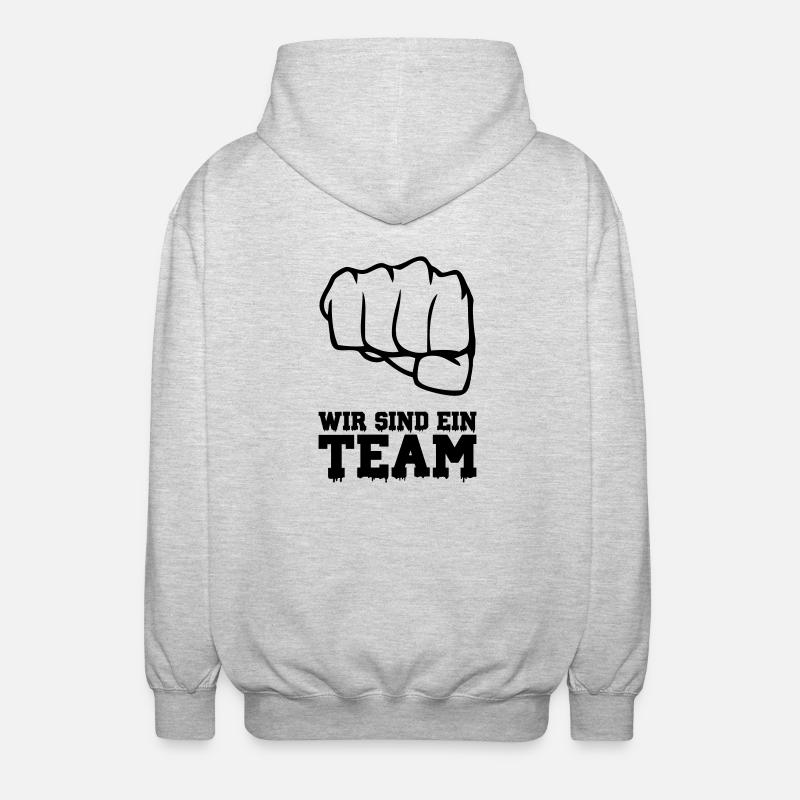 wir sind ein team - Unisex Kapuzenjacke - Hellgrau meliert