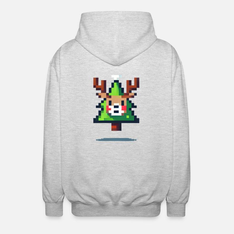Tête de renne de Noël - Veste à capuche unisexe - gris clair chiné