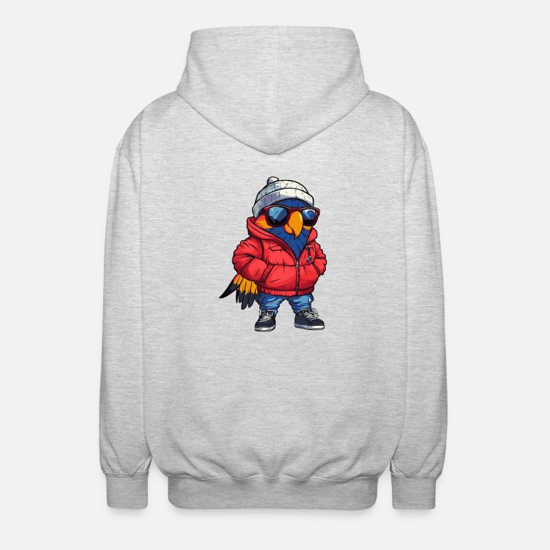 Papagai Cool Comic - Unisex Kapuzenjacke - Hellgrau meliert