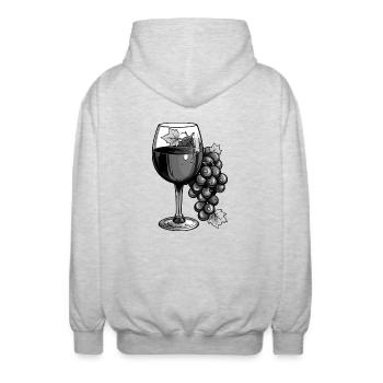 Wine glass Vino - Unisex Hooded Jacket - light heather grey - Back - AI Model Male 185 light (185cm)