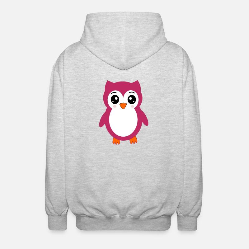 Eule, Rosa Eule - Unisex Kapuzenjacke - Hellgrau meliert