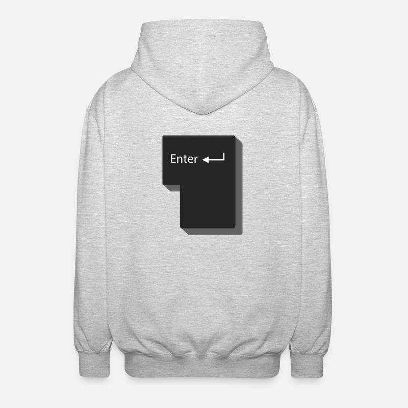 Enter Knopf Computer Geschenkidee - Unisex Kapuzenjacke - Hellgrau meliert