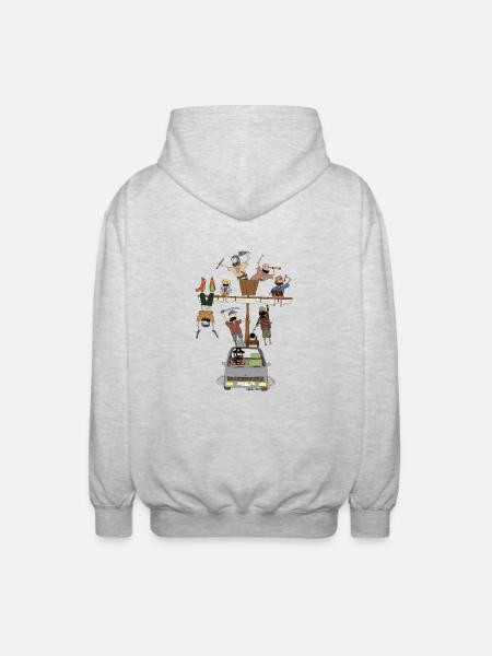 pirate ship car - Unisex Hooded Jacket - light heather grey