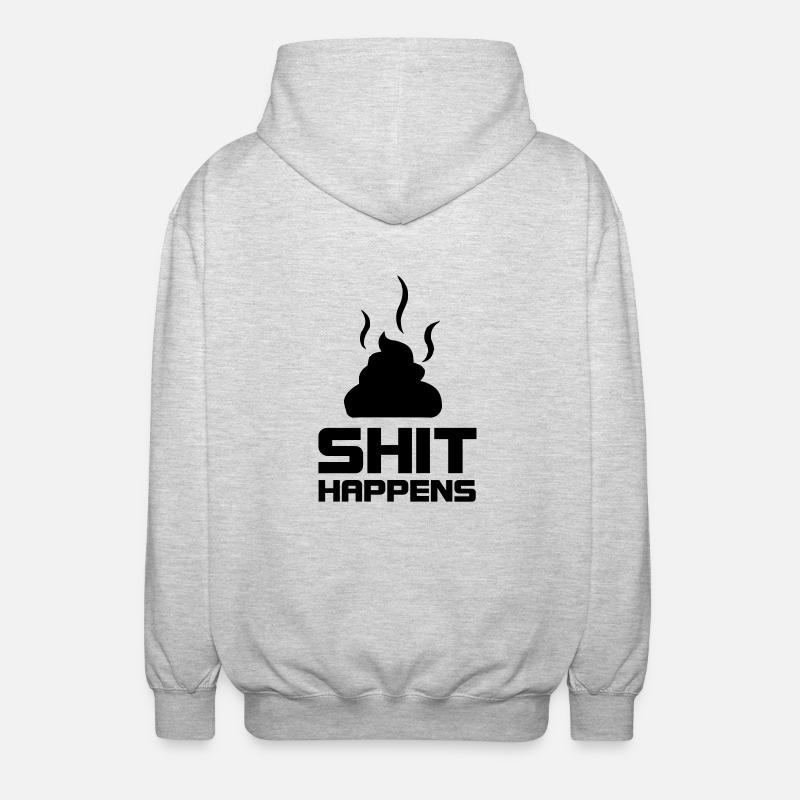 shit happens - Unisex Kapuzenjacke - Hellgrau meliert