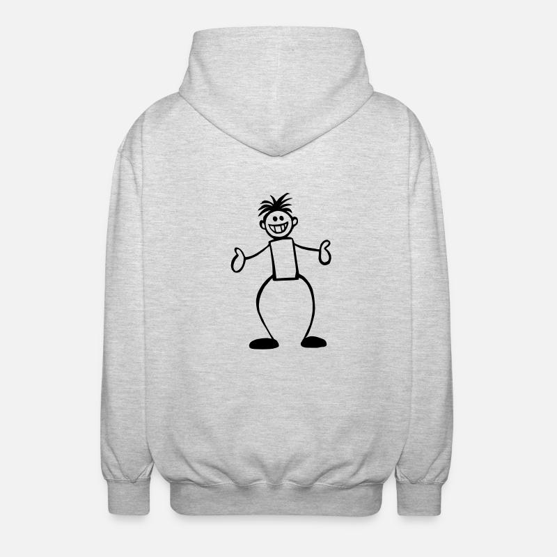 Strichmännchen - Unisex Kapuzenjacke - Hellgrau meliert