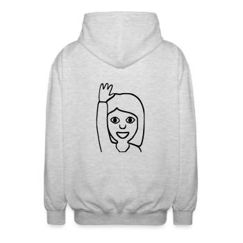 Emoji salutations - Veste à capuche unisexe - gris clair chiné - Dos - AI Model Male 185 light (185cm)