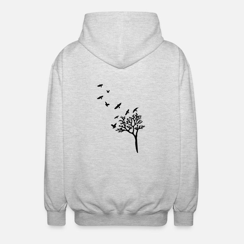 trees_birds_shilouette - Unisex Kapuzenjacke - Hellgrau meliert