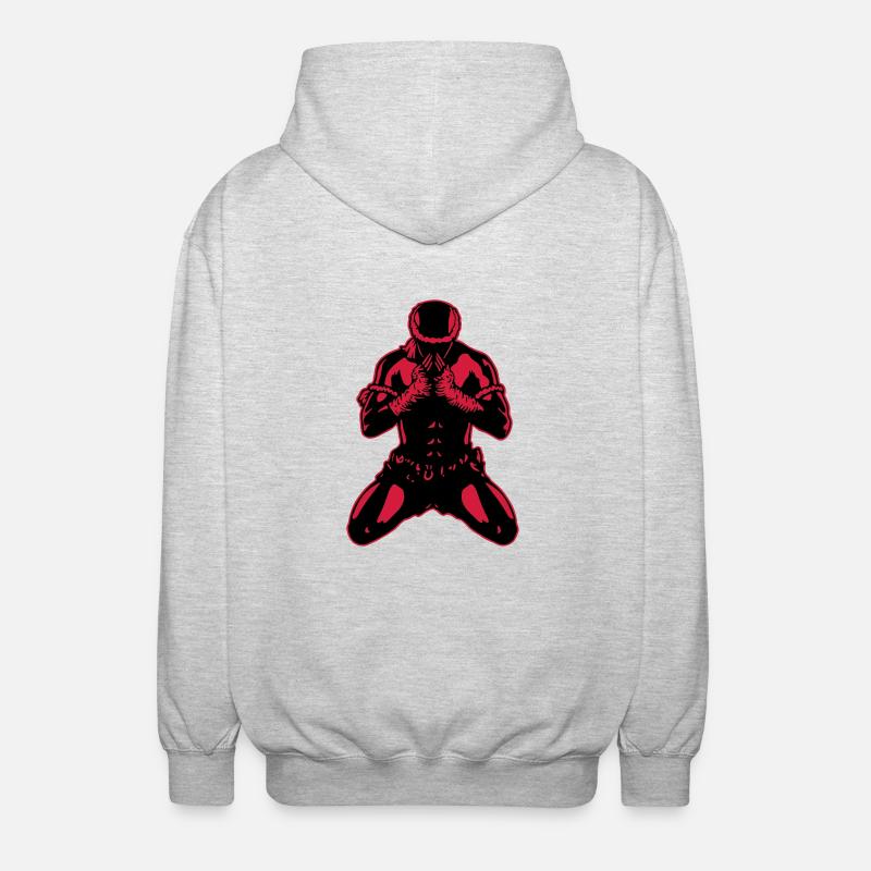 muay_thai_fighter04b - Unisex Kapuzenjacke - Hellgrau meliert