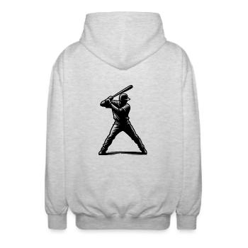 Baseball Spieler mit Baseballschläger - Unisex Kapuzenjacke - Hellgrau meliert - Hinten - AI Model Male 185 light (185cm)