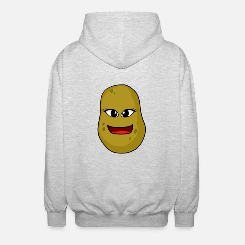 friendly potato face faces potatoes - Unisex Hooded Jacket - light heather grey