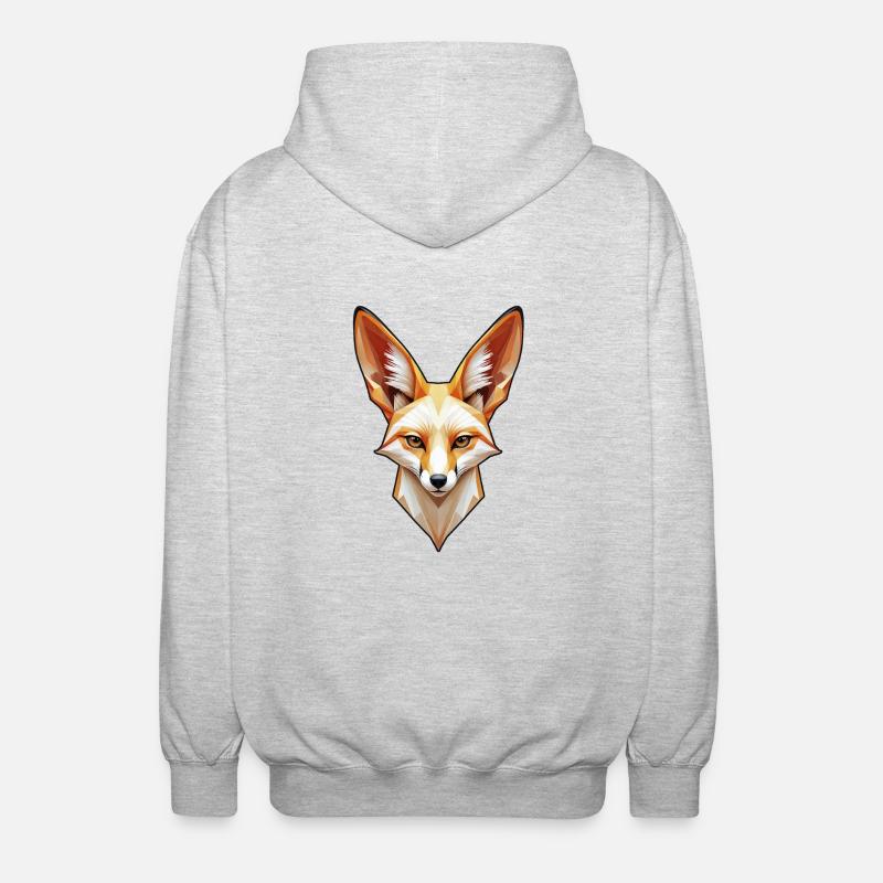 Fennec-Kopf in Farbe - Unisex Kapuzenjacke - Hellgrau meliert