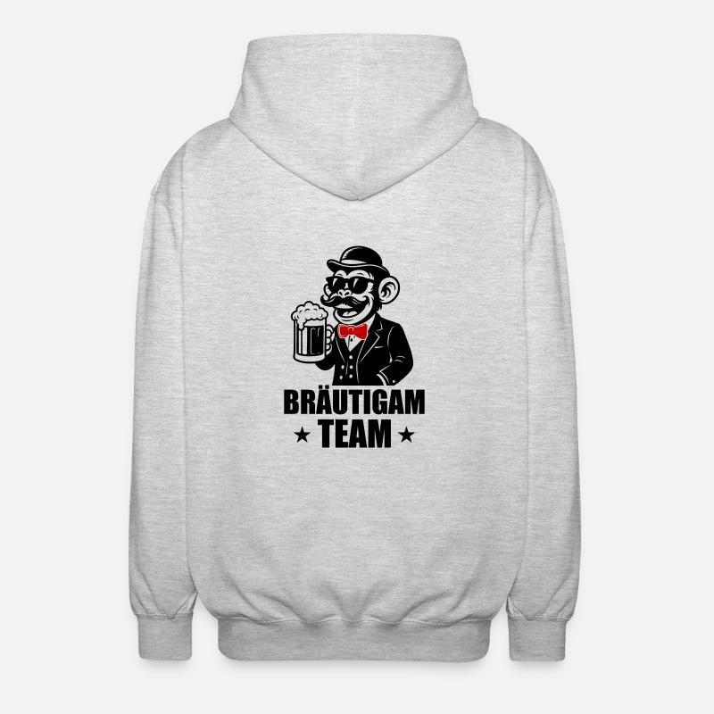 Équipe de marié Monkey - Veste à capuche unisexe - gris clair chiné
