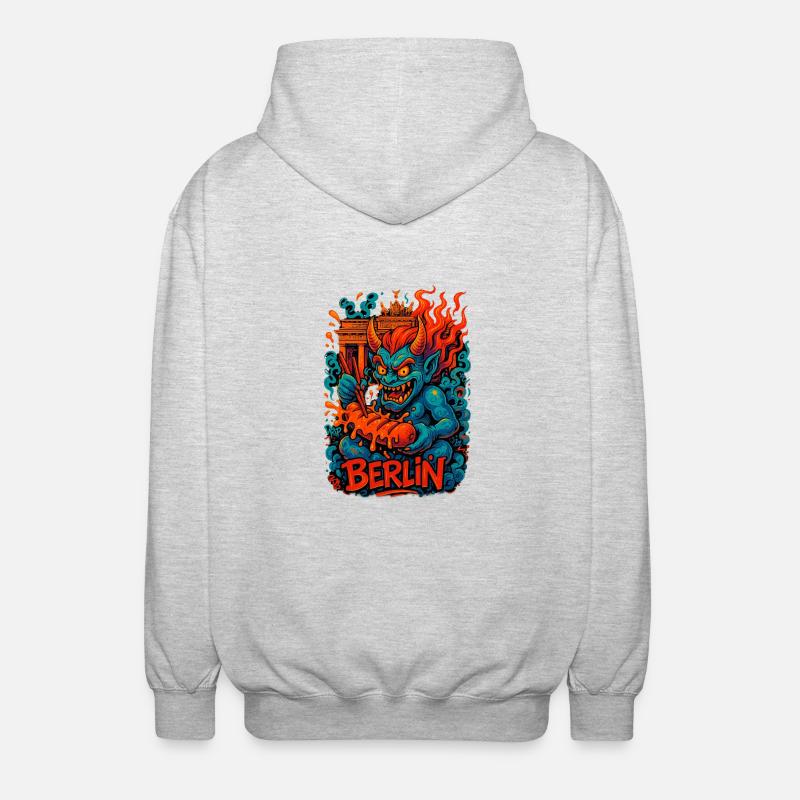 Berlin Oni – Currywurst Chaos - Veste à capuche unisexe - gris clair chiné