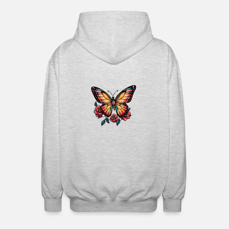 Schmetterling - Unisex Kapuzenjacke - Hellgrau meliert