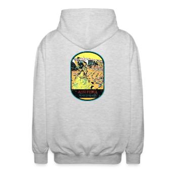 Albufeira Algarve Portugal, plage été soleil rétro - Veste à capuche unisexe - gris clair chiné - Dos - AI Model Male 185 light (185cm)