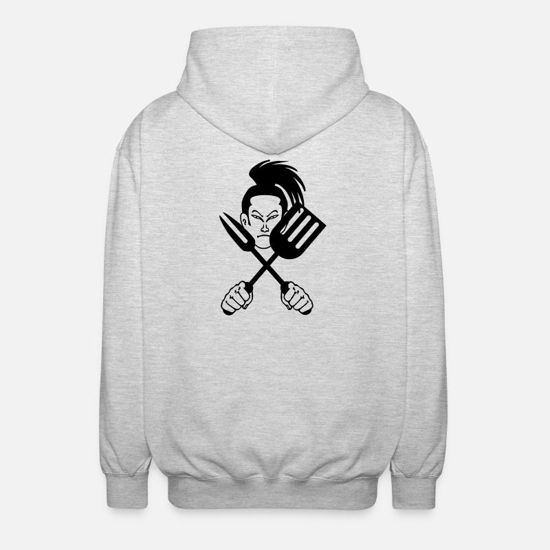 Japanischer Samurai-Koch - Unisex Kapuzenjacke - Hellgrau meliert