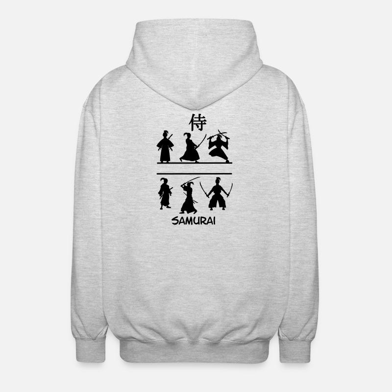Samurai mit Schwertern - Unisex Kapuzenjacke - Hellgrau meliert