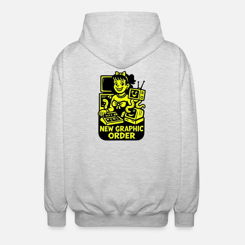 Retro Computer Graphics - Unisex Hooded Jacket - light heather grey