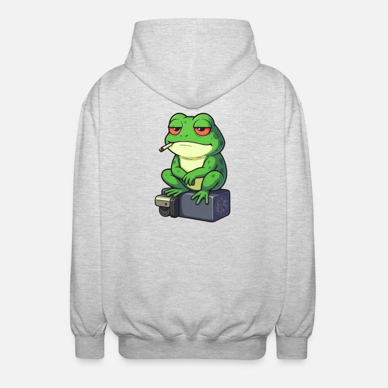 Frosch Entspann dich mit einer Zigarette - Unisex Kapuzenjacke - Hellgrau meliert