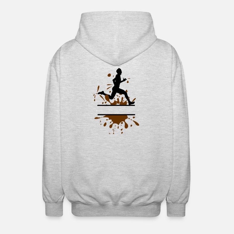 Mud Run Man – Customizable Runner - Unisex Hooded Jacket - light heather grey