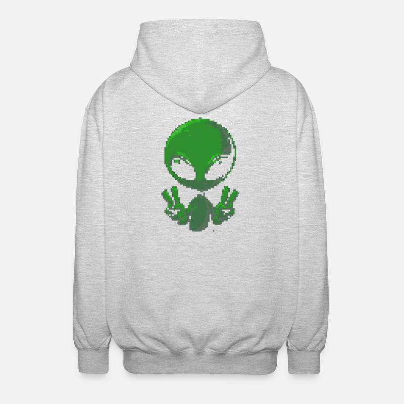 Signe de paix extraterrestre Pixel - Veste à capuche unisexe - gris clair chiné